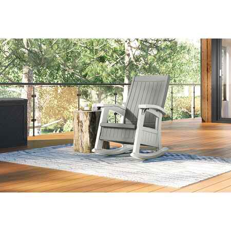 Suncast Elements Rocking Chair with Storage and Two-Tone Dove Gray and Ice Cube collection BMRC1020